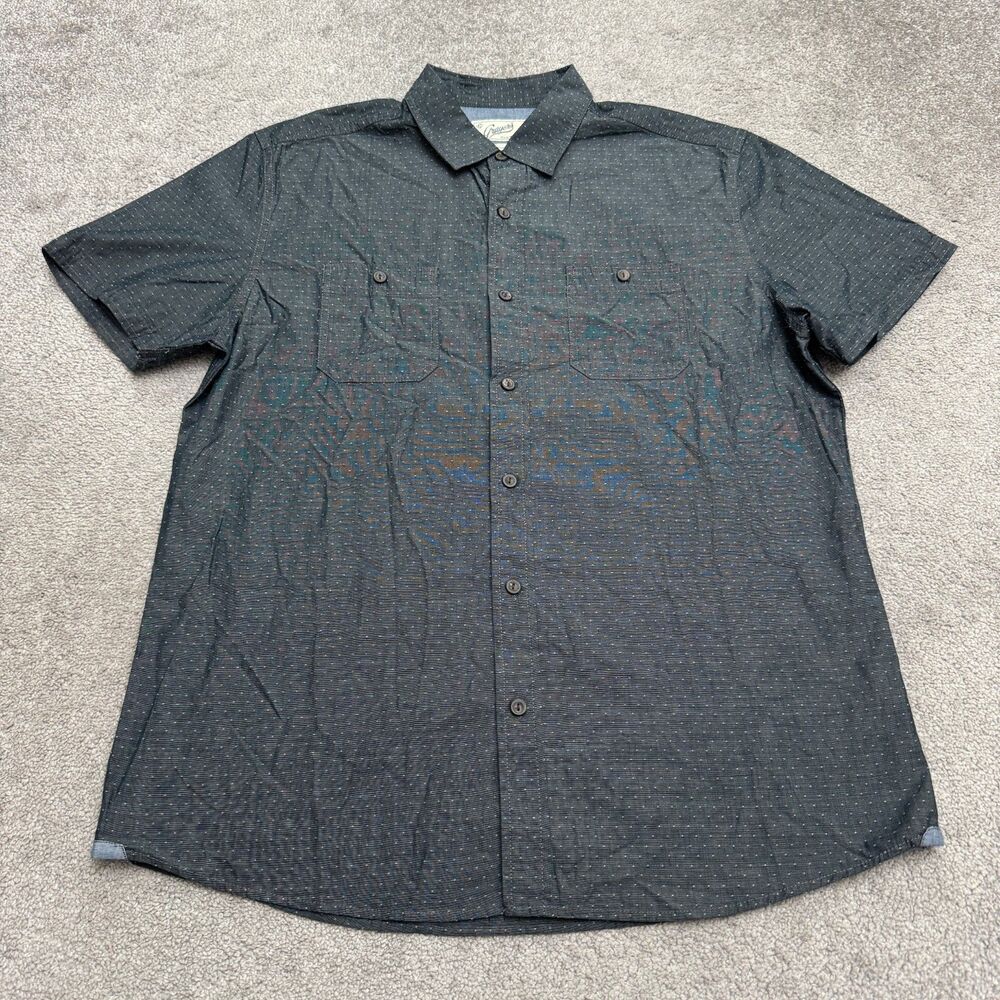 Grayers Dobby Dot Short Sleeve Button Down Shirt Mens Large Blue Charcoal NWT